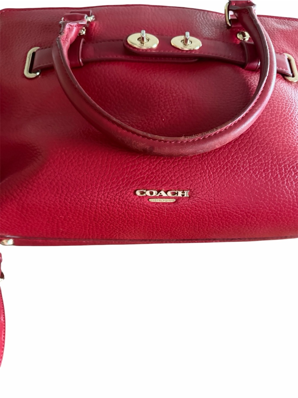 Coach Blake Red Pebbled Leather Satchel with Gold-Tone Hardware - Picture 2 of 10